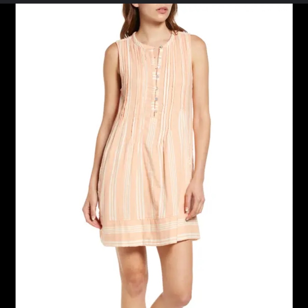 Faherty Isha Sleeveless Pintuck Organic Cotton Dress Size S